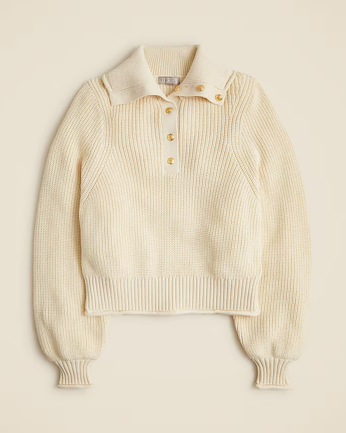Ribbed cotton button-collar sweater | J. Crew US