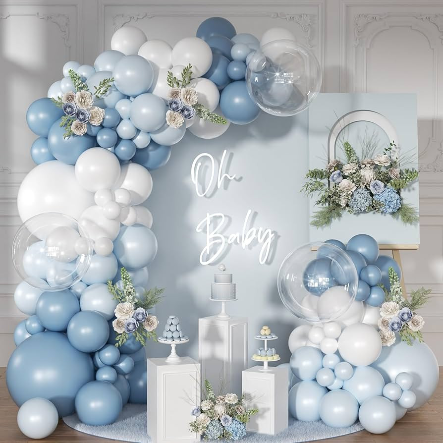 Dusty Blue Balloon Arch Kit 126 Pcs Blue and White Balloon Arch Garland Kit Include Light Blue Ma... | Amazon (US)