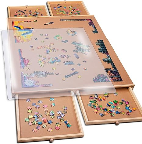 PlayVibe Puzzle Locker 1000 Piece Puzzle Board with Drawers and Cover - Puzzle Solve Station - St... | Amazon (US)