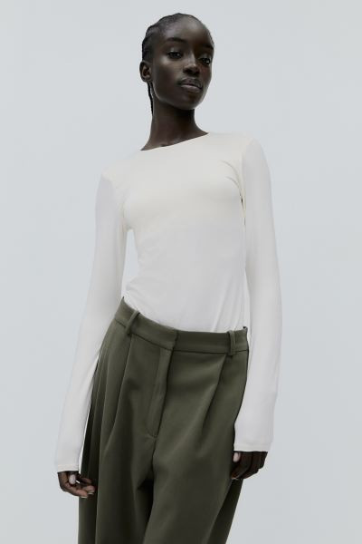 Jersey thong body - Cream - Ladies | H&M GB | H&M (UK, MY, IN, SG, PH, TW, HK)