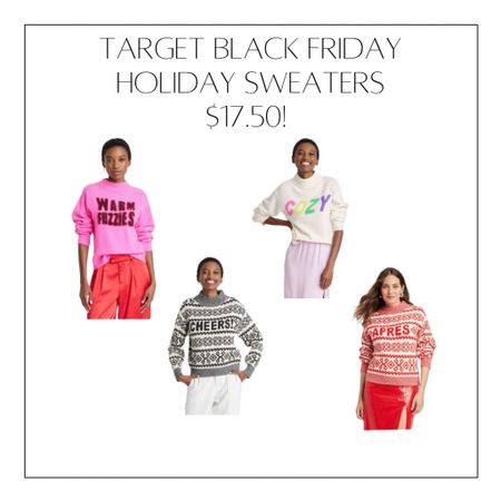 Cute holiday sweaters at Target on sale!! Nag this Black Friday deal under $20!! #holidaysweaters #womensholidaysweaters #christmassweater #targetblackfriday #blackfridaydeal

#LTKCyberWeek #LTKfindsunder50 #LTKHoliday