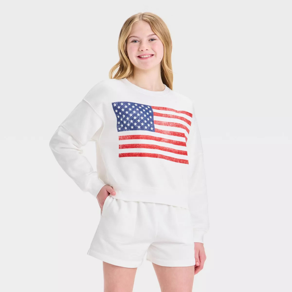 Girls' 4th of July Fleece Crew Neck Pullover Sweatshirt - art class™ | Target