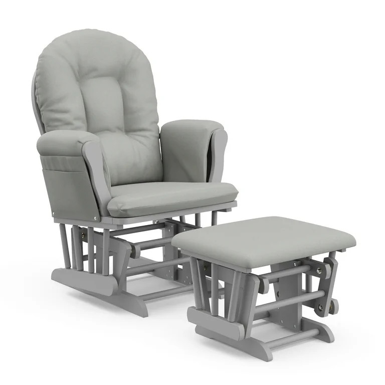 Storkcraft Hoop Glider and Ottoman, Pebble Gray Finish with Light Gray Cushions | Walmart (US)