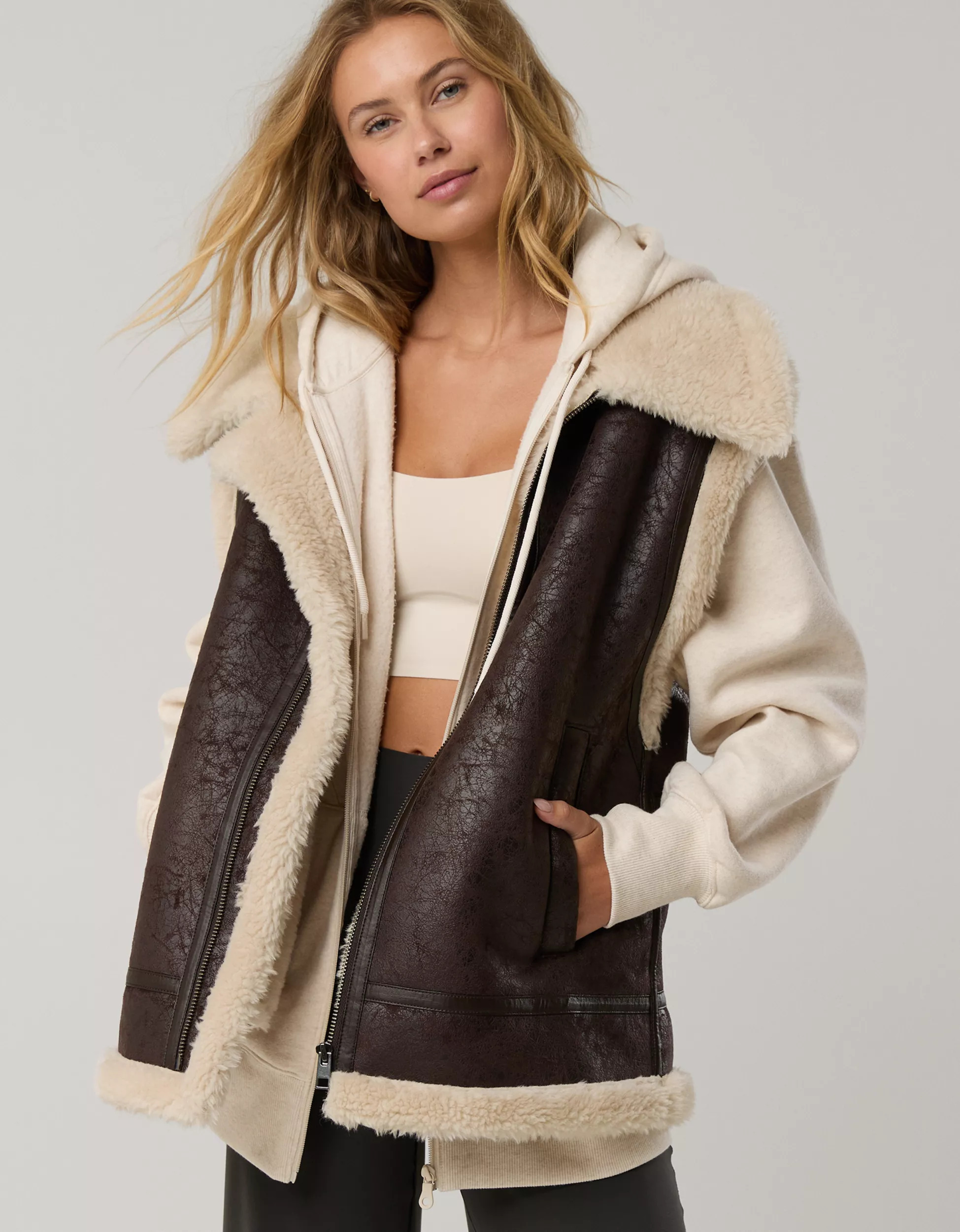 OFFLINE By Aerie Faux Leather Sherpa Vest | Aerie