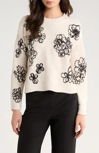 Vince Camuto Embroidered Crewneck Sweater | Nordstrom | Nordstrom