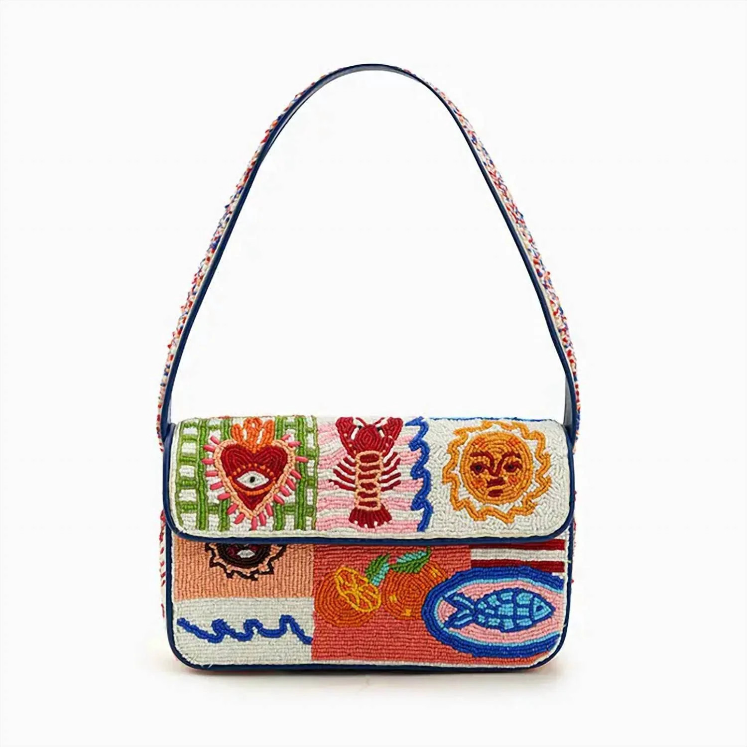 Women's Beaded Shoulder Bag In Sun & Sea | Shop Simon