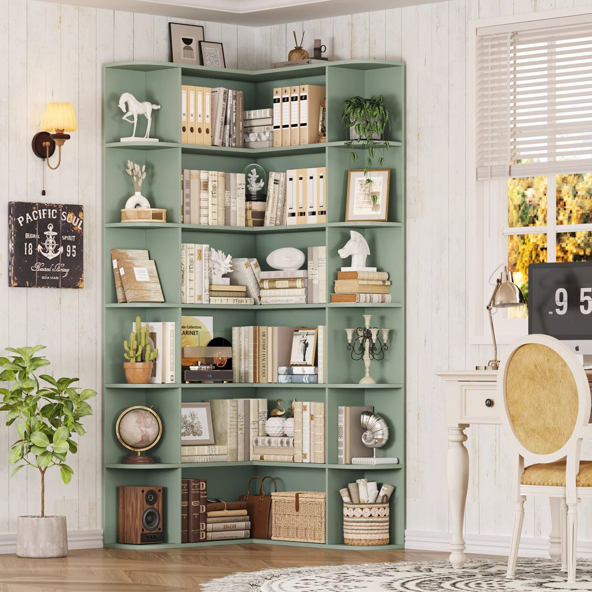 73.9" H Corner Bookcase 6 Tier L-Shaped Bookshelf | Wayfair North America