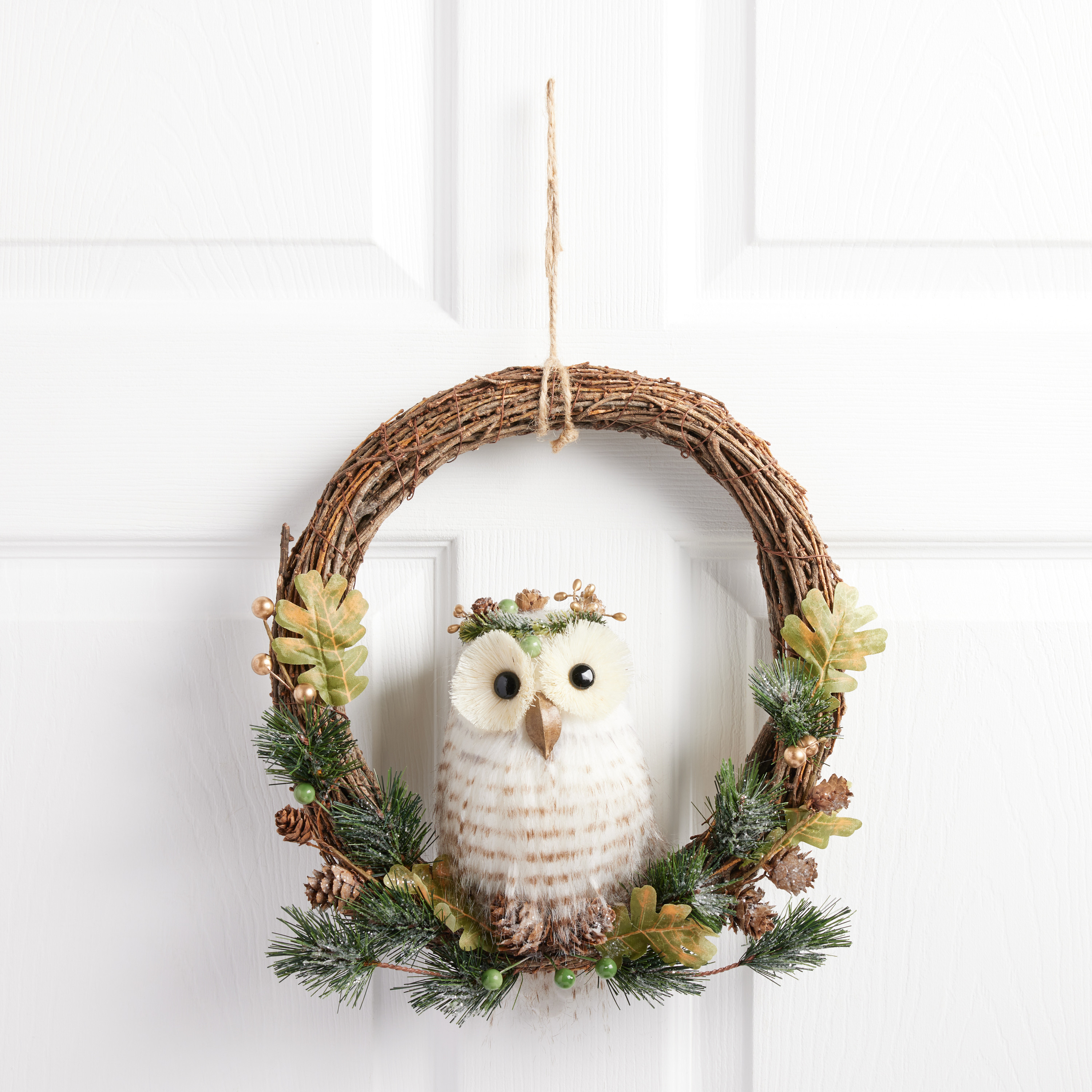 Vine Wreath With Faux Fur Queen Owl | World Market