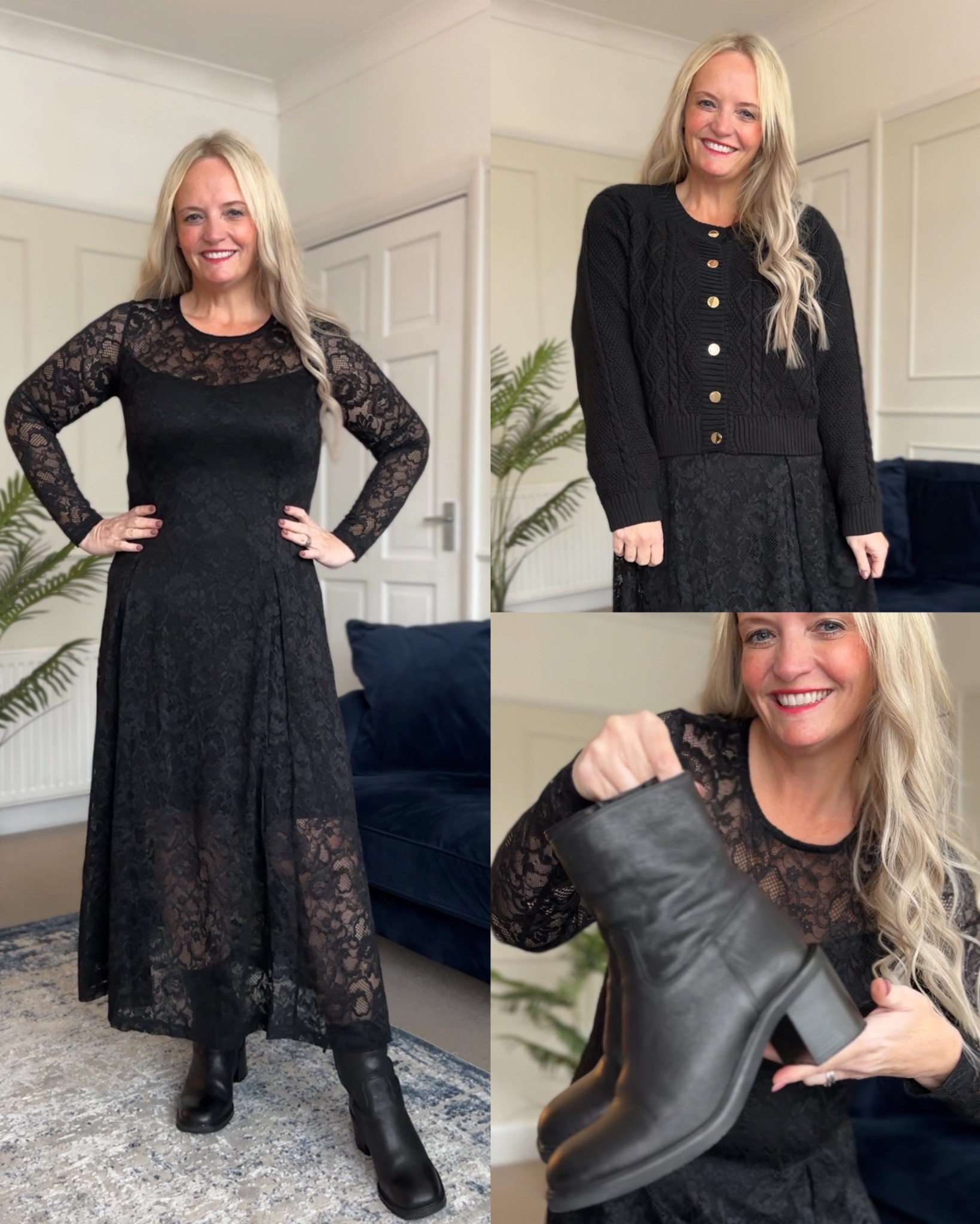 🖤 The All Black sale at @saintandsofia is now live with up to 40% off your favourites from their collection of exclusive classic styles. Better still - add two items or more to your basket and enjoy a further 10% off! 🖤
Featured in this photo are the Lana Pleated Dress in Black Lace, the Bronte Cable Cardigan in Black and the Dakota Ankle Boots. 

#LTKuk #LTKsale #LTKCyberWeek