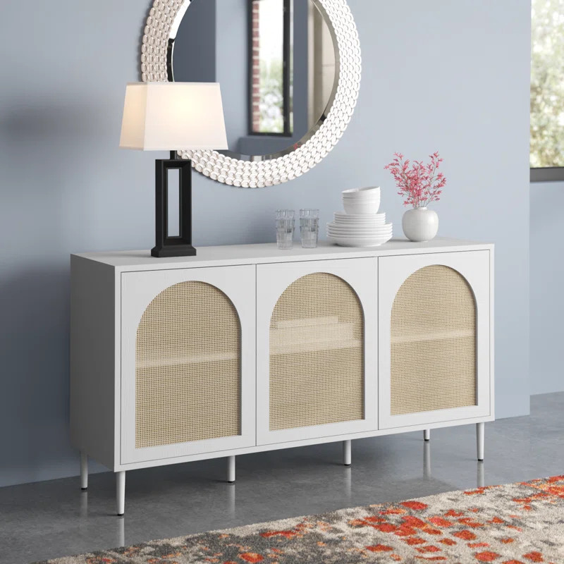 Castyn 56" Wide Rattan Door Sideboard with Adjustable Shelves | Wayfair North America