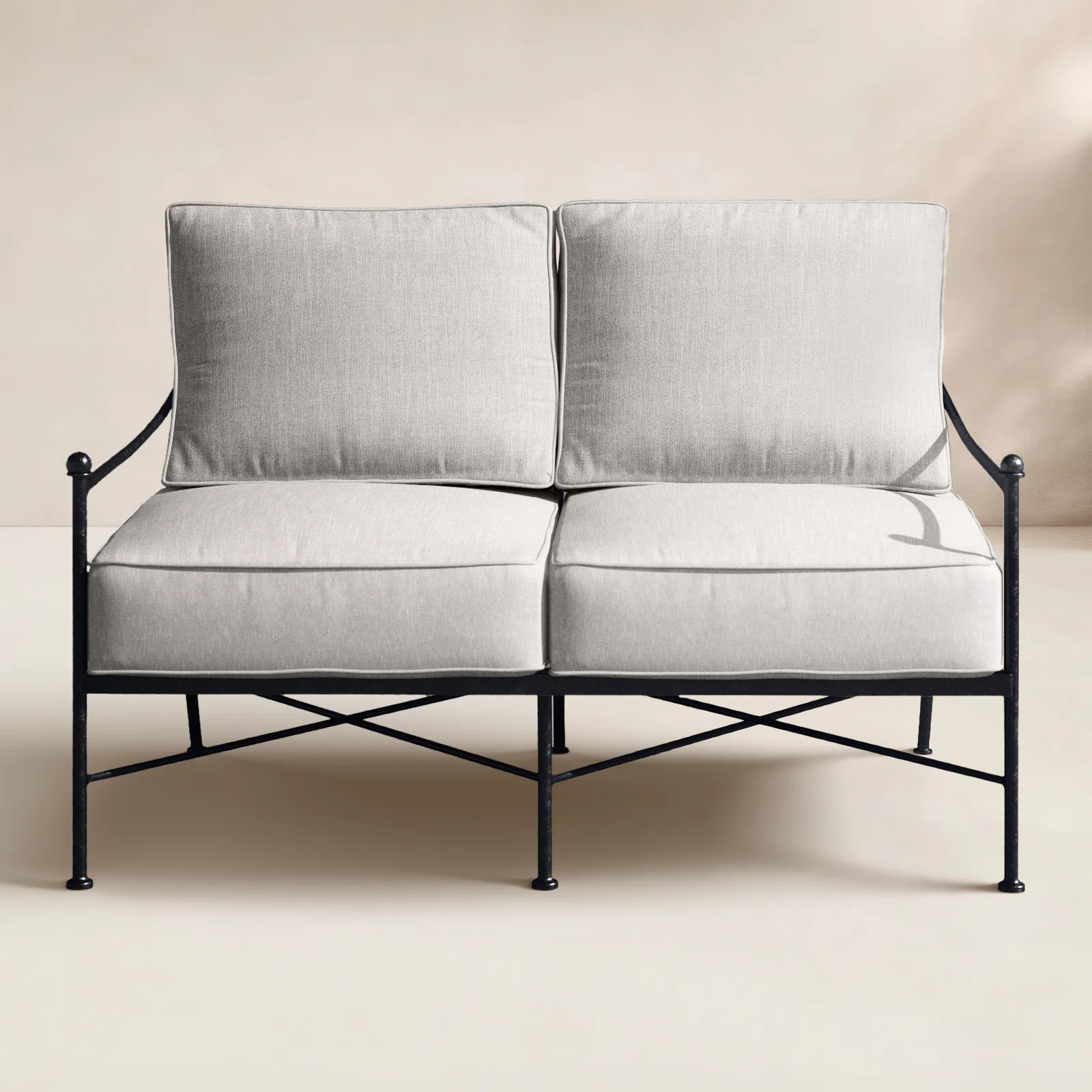 Lucier 51.77'' Wide Straight Iron Loveseat with Sunbrella® Cushions | Wayfair North America