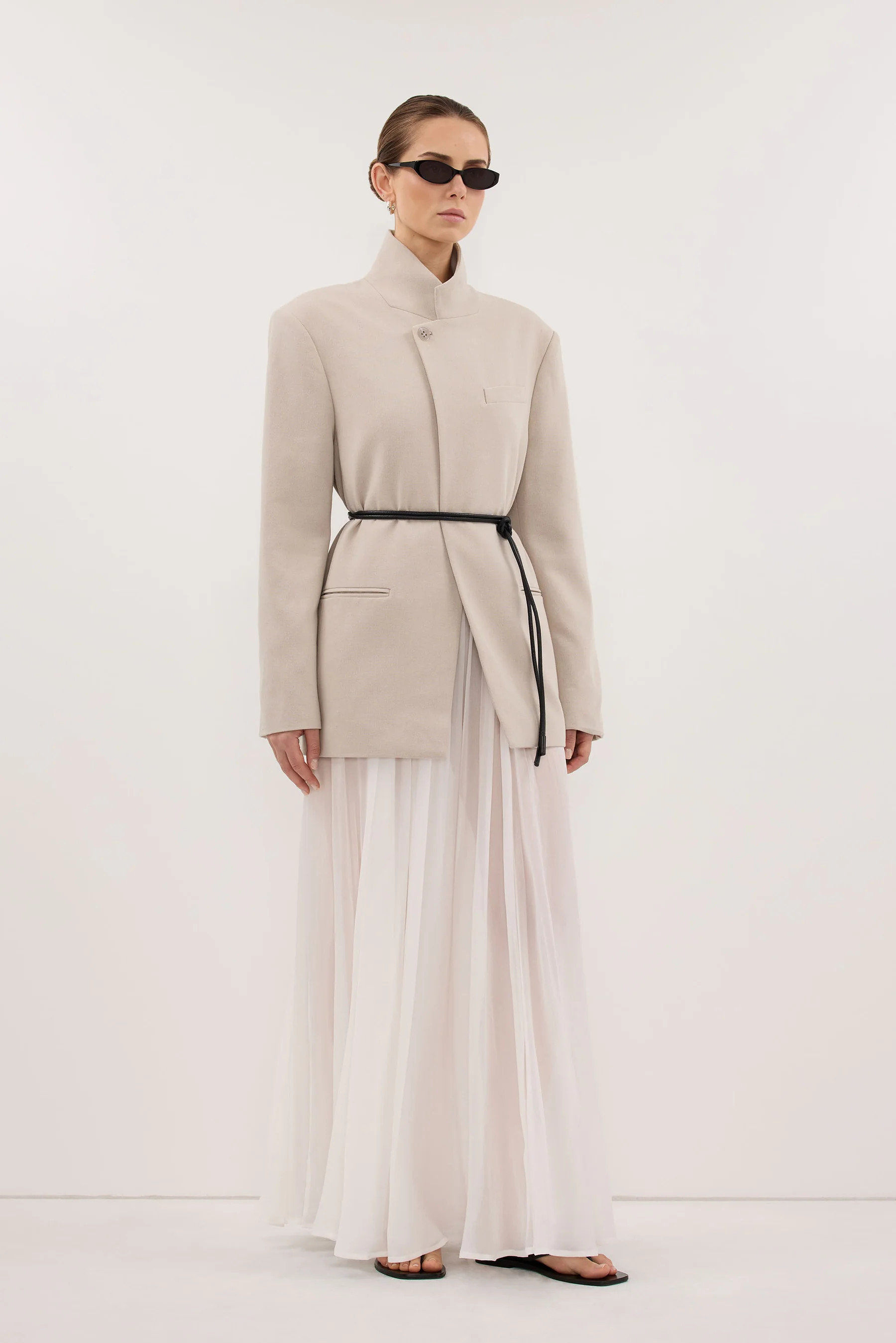 CORALIE OFF WHITE SHEER MIDI SKIRT | DISSH