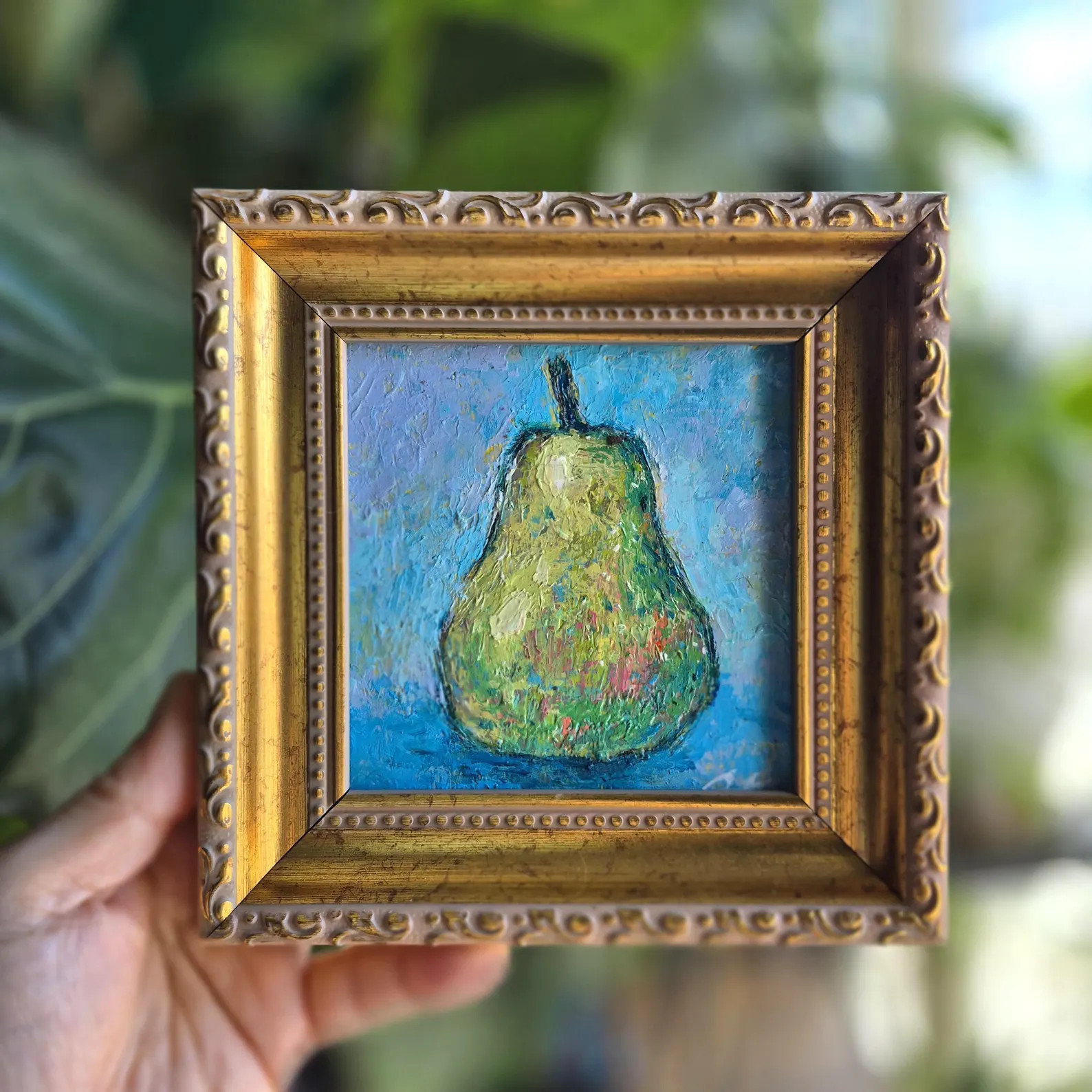 Original Pear Oil Painting Impasto Fruit Still Life, Vibrant Textured Green Pear Art, Modern Impr... | Etsy (Global)
