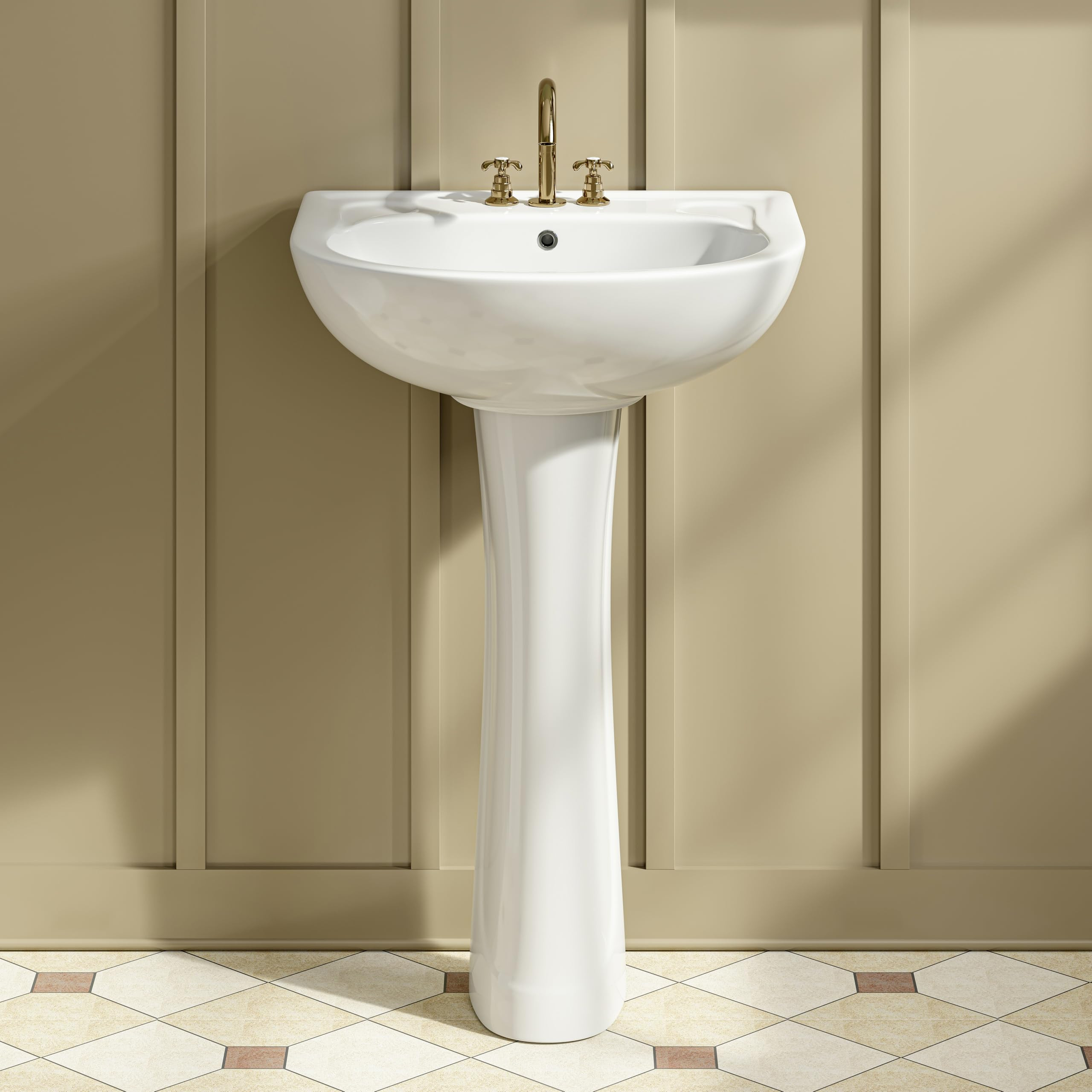 HOROW Bathroom Pedestal Sink, 22"W x 19"D Modern U-Shape Pedestal Sink, Ceramic Pedestal Sink for... | Amazon (US)