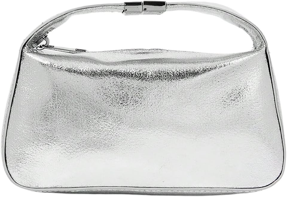 QWINEE Women's Metallic Evening Handbag Zipper Top Handle Glamorous Clutch Purses | Amazon (US)