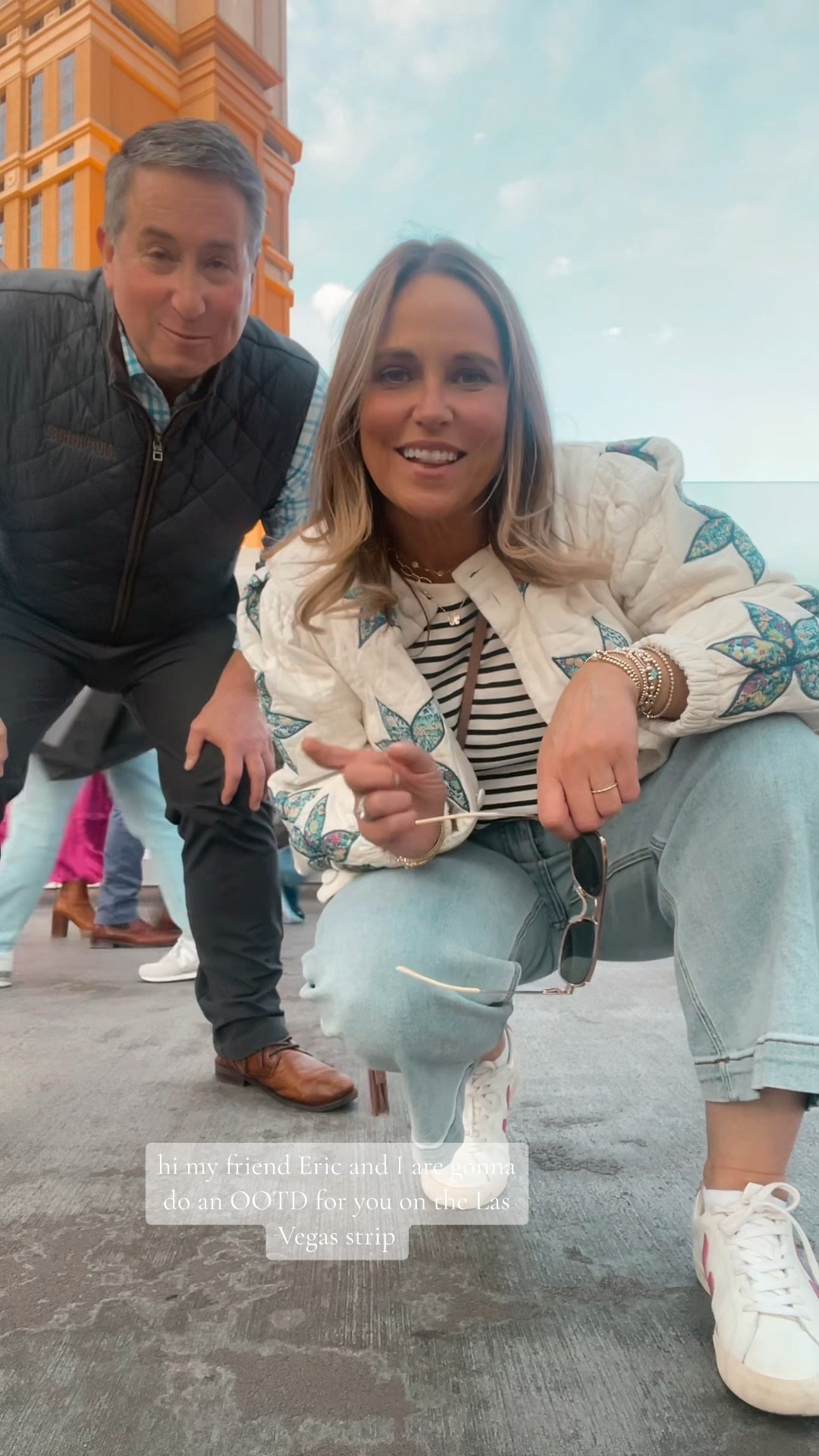 Las Vegas Strip OOTD! Here in town for U2! Will I need dramamine for the show?!?!? FYI - our spouses didn’t want to take part in the video. 