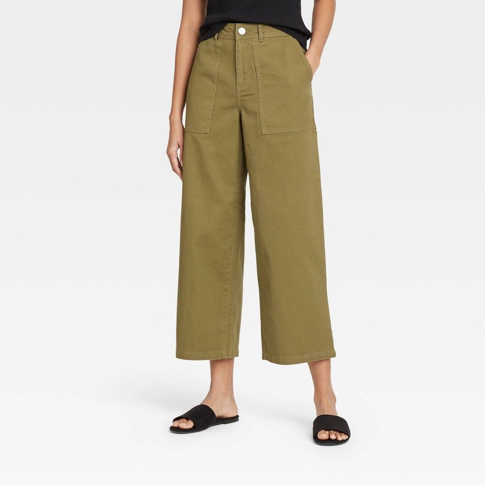 Women's High-Rise Wide Leg Pants - Who What Wear Deep Olive 8, Green | Target