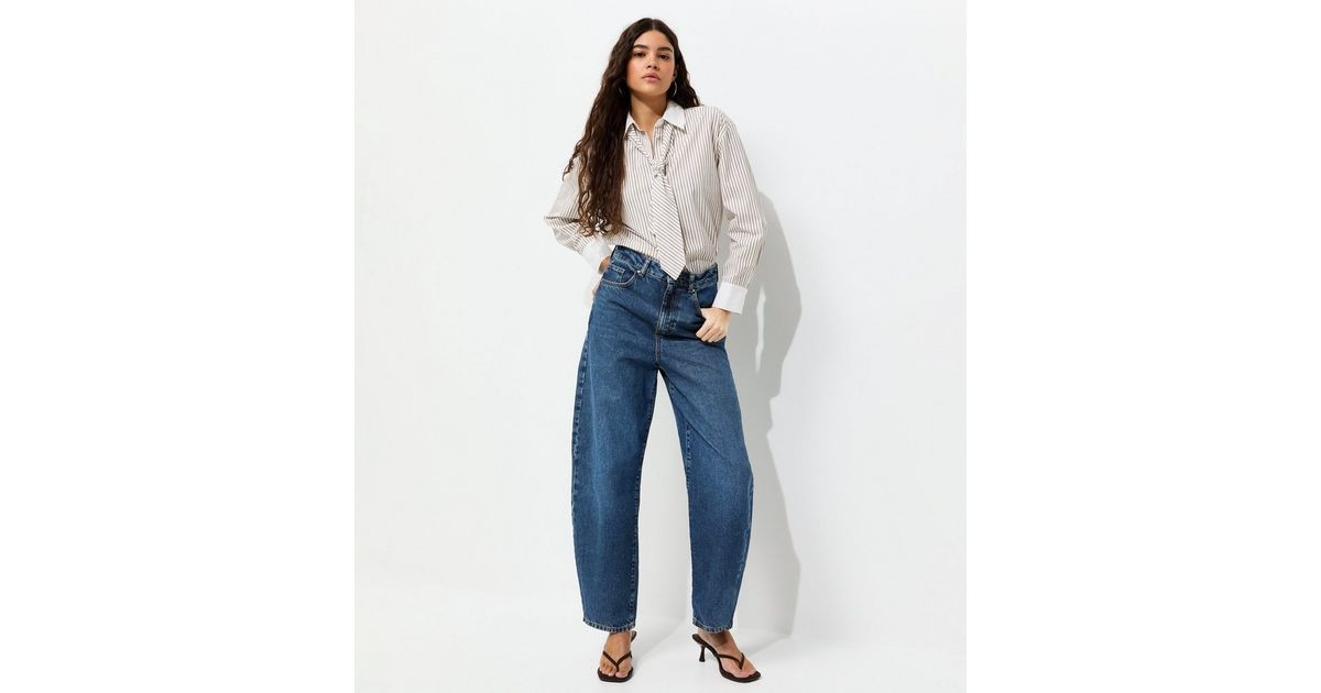 Dark Blue Barrel Leg Jeans | New Look | New Look (UK)