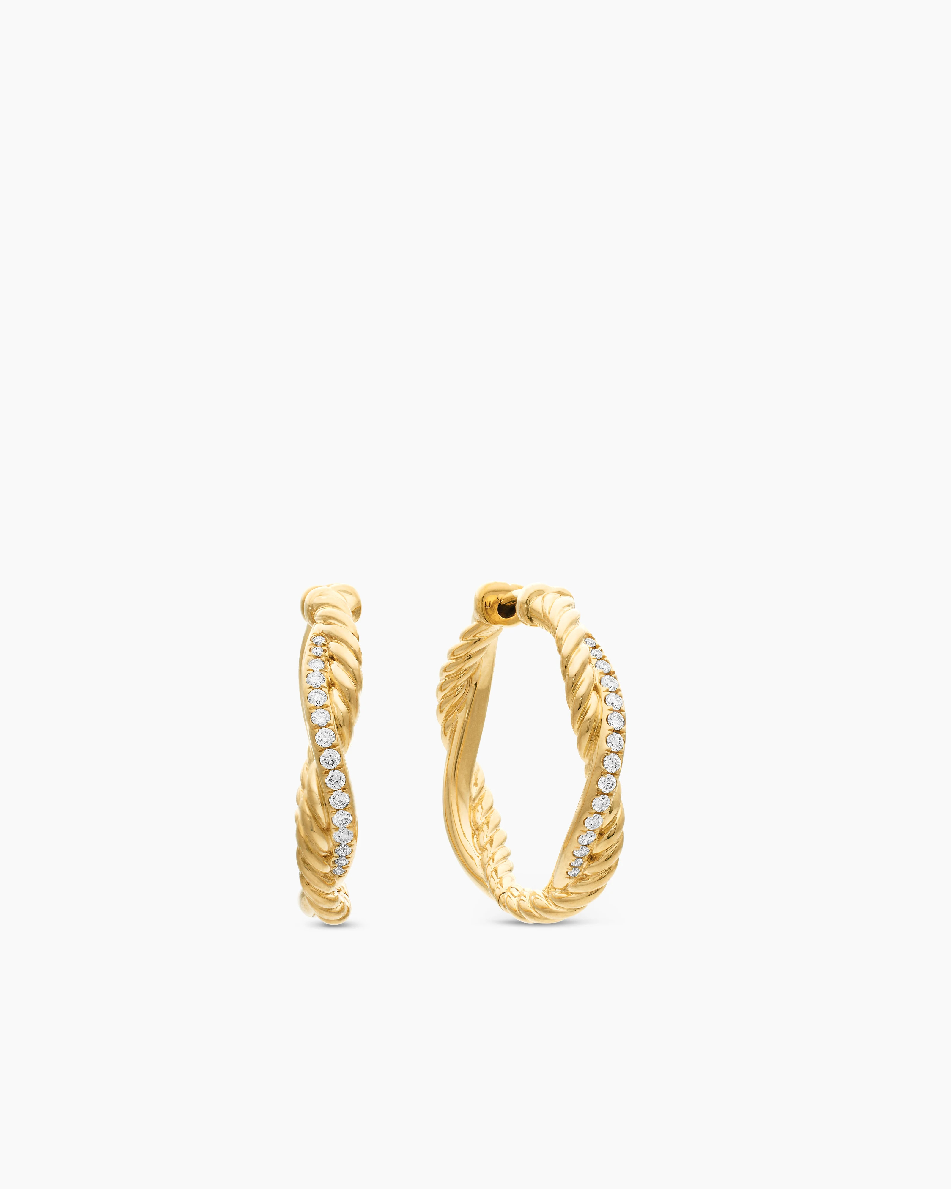 David Yurman | Petite Infinity Hoop Earrings in 18K Yellow Gold with Diamonds, 17.3mm | David Yurman