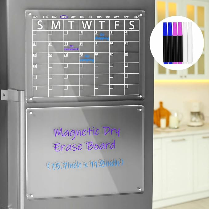 AITEE Acrylic Magnetic Calendar for Fridge, 16"x12" Inches Clear Dry Erase Calendar for Refrigera... | Amazon (US)