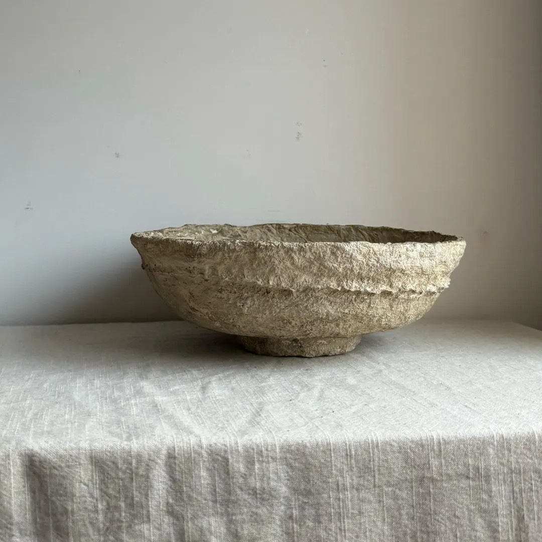 Handmade Neutral Rustic Beige Papier-mâché Bowl, Textured Decorative Bowl, Japandi, Wabi-sabi -... | Etsy (US)