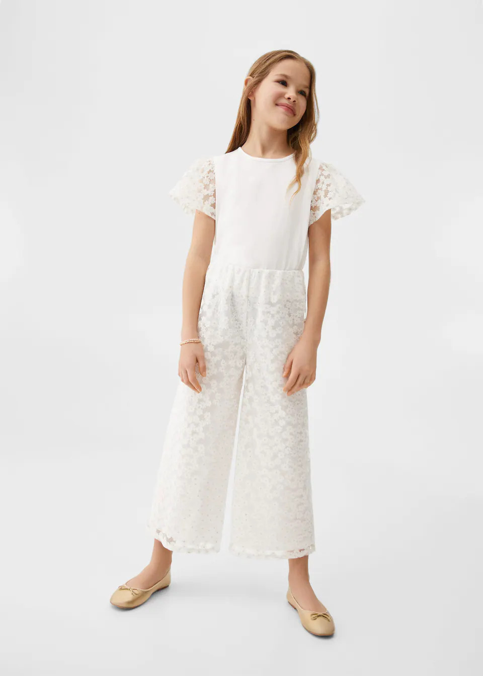 Culotte pants with embroidered flowers  -  Women | Mango USA | MANGO (US)