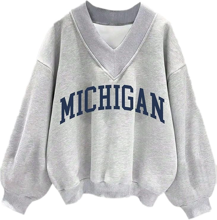 Avanova Women USA Graphic V Neck Sweatshirts Top Drop Shoulder Long Sleeve Pullover Shirt | Amazon (US)