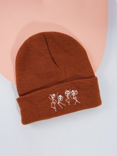 Skeleton Embroidery Beanie | SHEIN