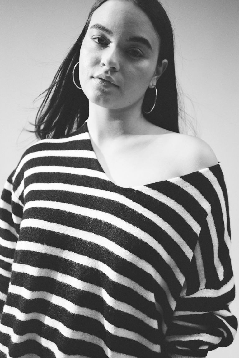 Oversized Sweater - Black/white striped - Ladies | H&M US | H&M (US + CA)