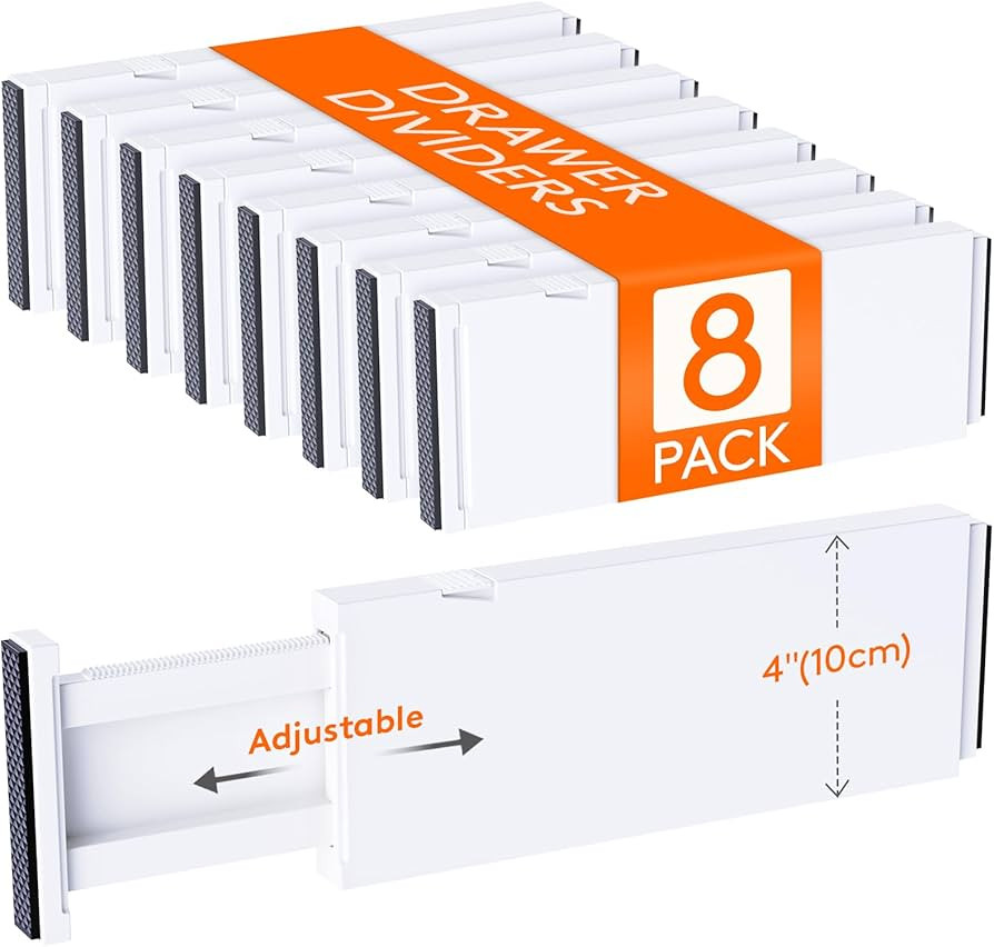 Lifewit 8 Pack Drawer Dividers 4" High,11-17" Adjustable Dresser Drawer Organizers for Clothes, E... | Amazon (US)