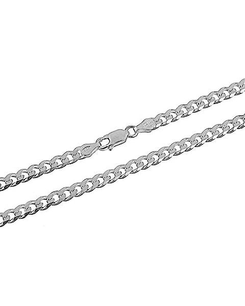 Miabella Solid 925 Sterling Silver Italian 3.5mm Diamond Cut Cuban Link Curb Chain Necklace for W... | Amazon (US)