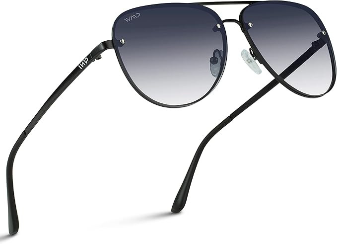 WMP Eyewear - Oversized Aviator Sunglasses Featuring Rimless Lenses with Flat Gradient Lenses and... | Amazon (US)
