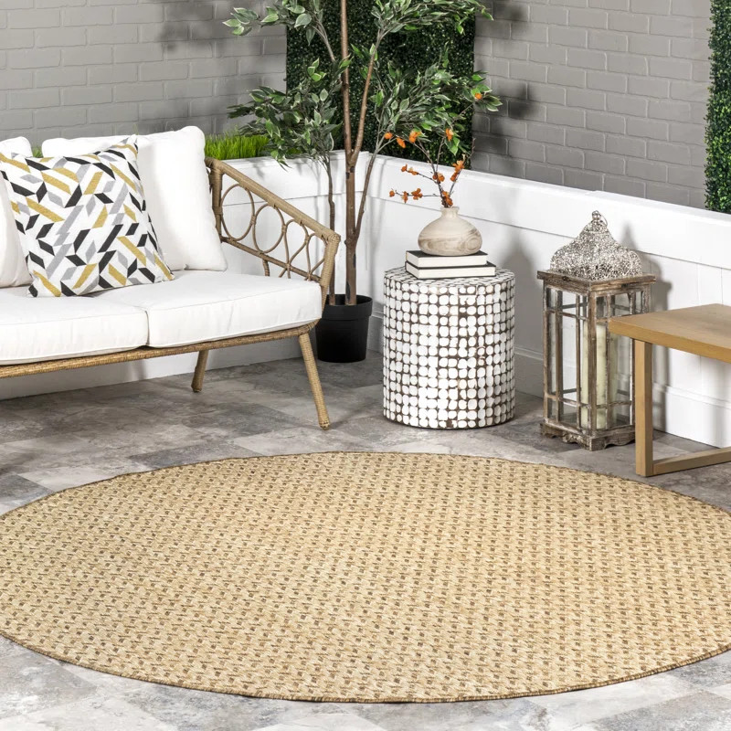 Malaya Herringbone Power Loom Brown/Tan Indoor/Outdoor Rug | Wayfair North America