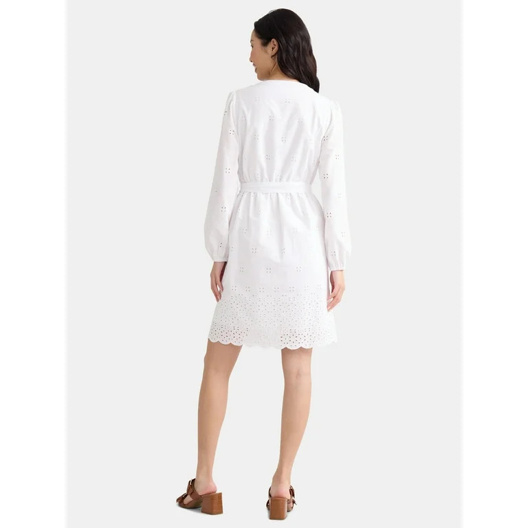 Time and Tru Women's and Women's Plus Embroidered Cotton Eyelet Dress, Sizes XS-4X | Walmart (US)