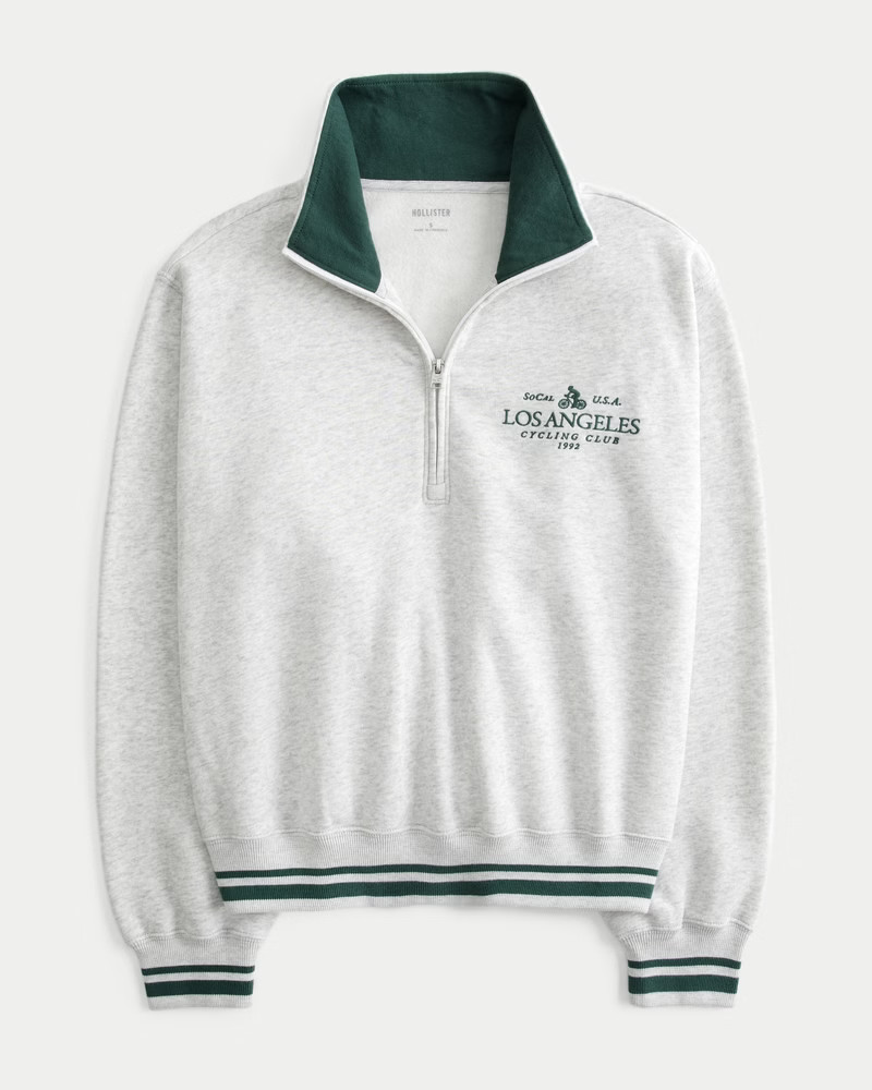 Women's Easy Boston LA Cycling Club Graphic Half-Zip Sweatshirt from Hollister | Hollister (US)