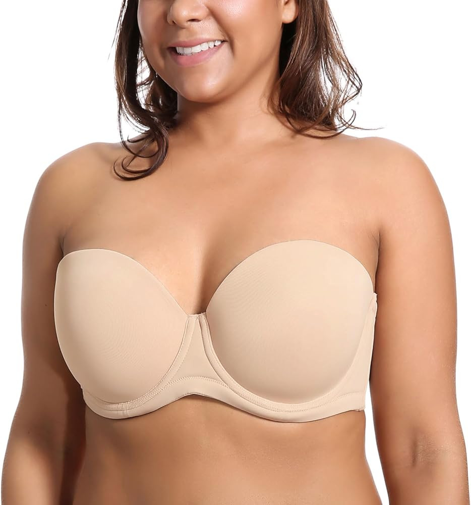 DELIMIRA Women's Underwire Contour Multiway Full Coverage Strapless Bra Plus Size | Amazon (US)