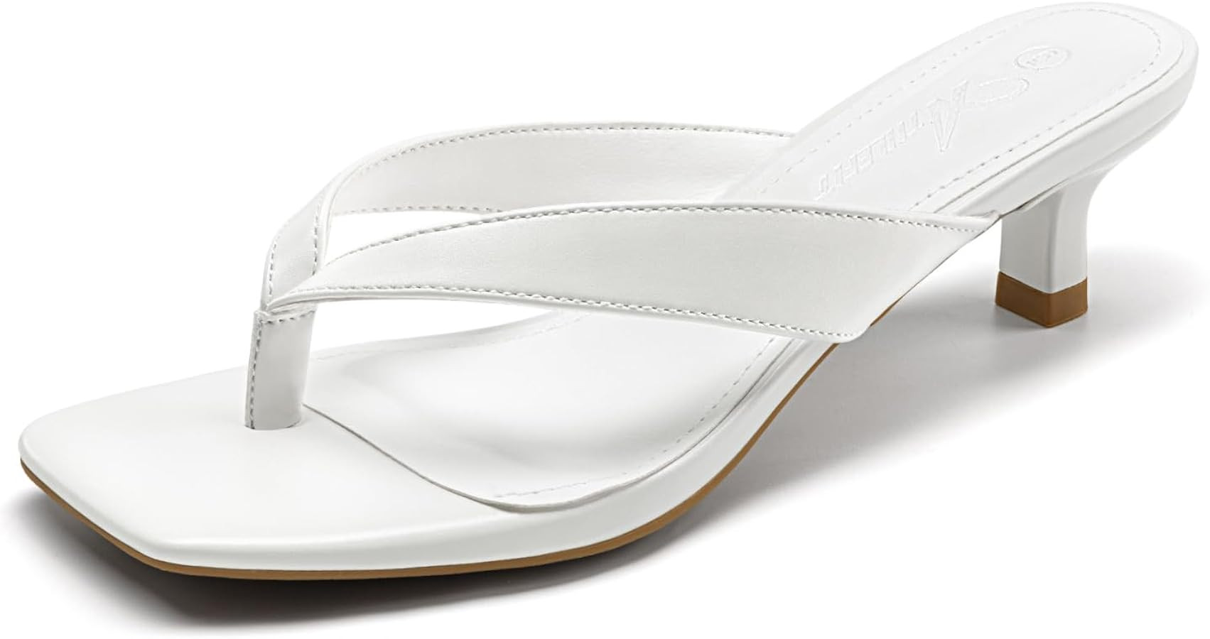 Athlefit Women's Kitten Heels Flip Flops Square Toe Low Heels Slip On Comfortable Summer Thong He... | Amazon (US)