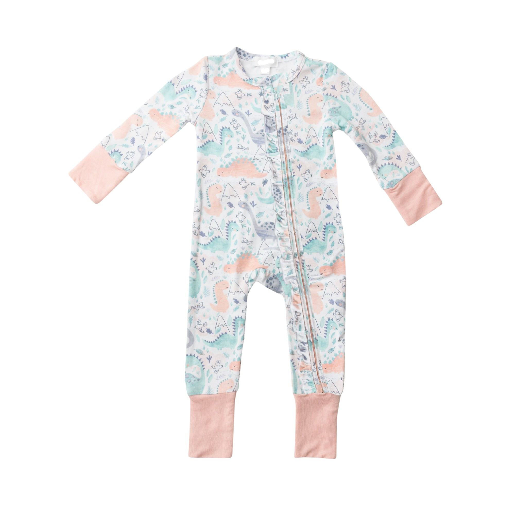 2-Way Zip Romper, Dino Pink | SpearmintLOVE