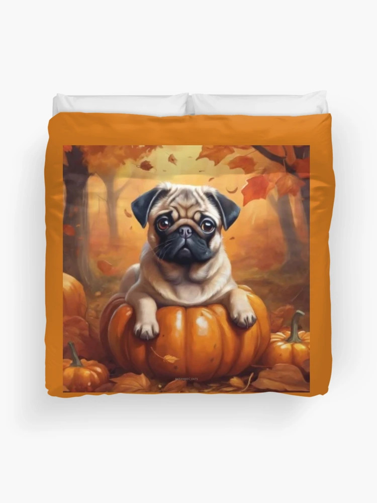 Fawn Fall Pug Duvet Cover | Redbubble (US)