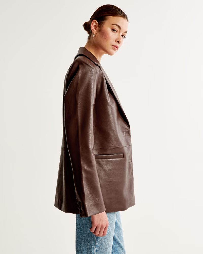 Vegan Leather Blazer | Abercrombie & Fitch (US)