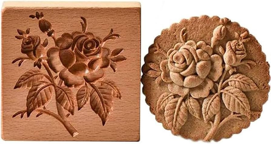 Carved Wooden Cookie Mold Kitchen Cookie Cutter Gingerbread, Cookie Stamp Molds for Springerle, T... | Amazon (US)
