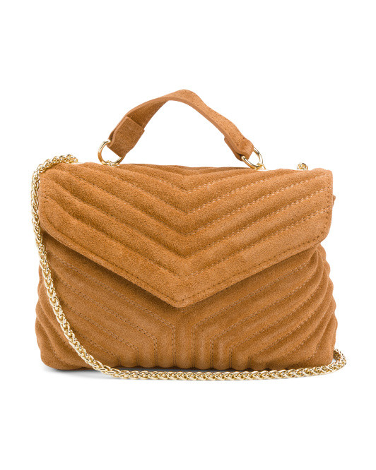 Made In Italy Suede Quilted Shoulder Bag | TJ Maxx