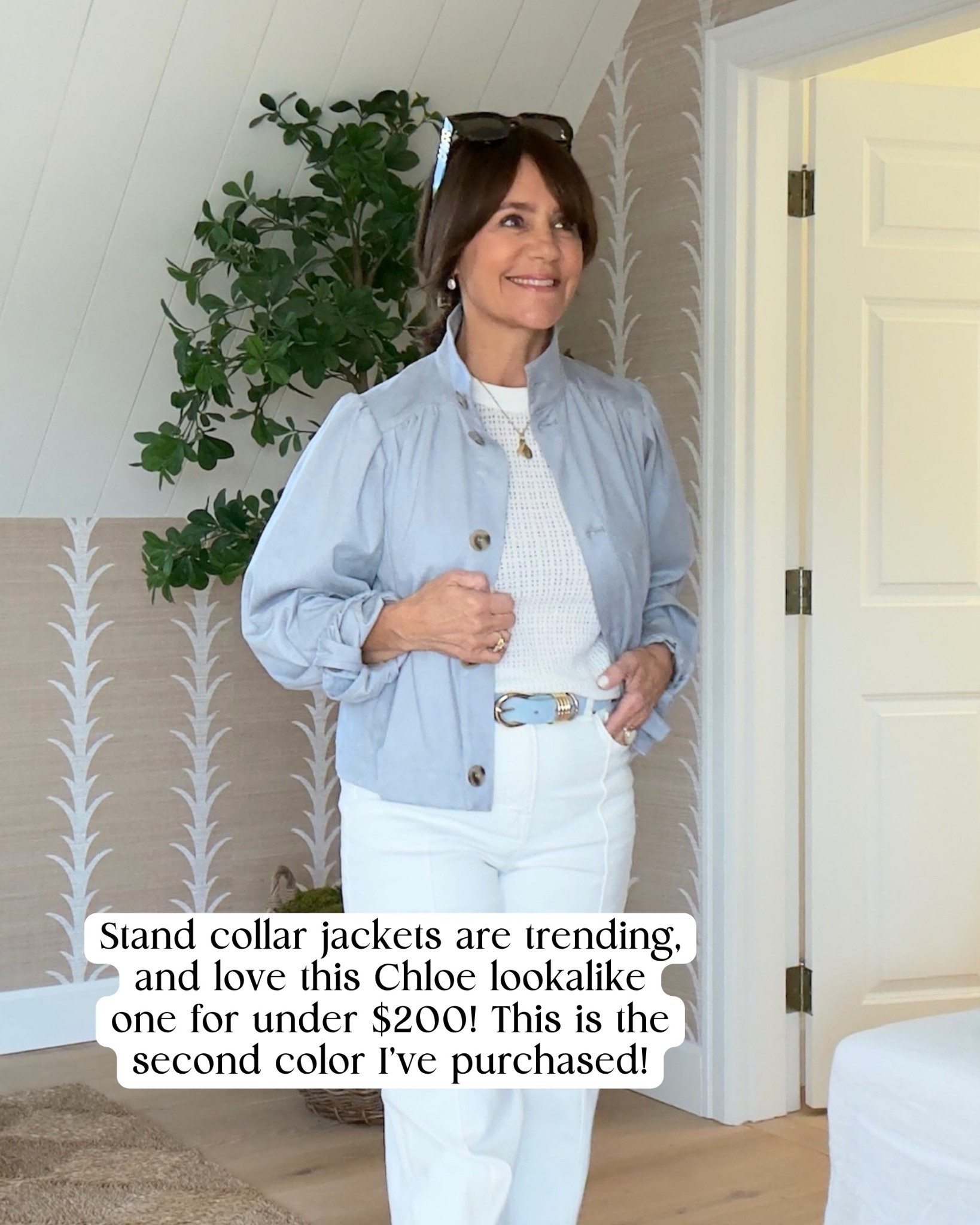 Stand collar jackets are trending, and love this Chloe look alike one for under $200! This is the second color I’ve purchased! 🤍

#LTKootd #LTKSeasonal #LTKOver40