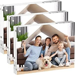 AITEE 6x8 Acrylic Picture Frames 3 Pack, 20% Thicker Block, Clear Picture Frames Freestanding Dou... | Amazon (US)
