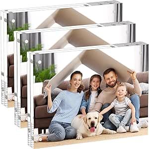 AITEE 6x8 Acrylic Picture Frames 3 Pack, 20% Thicker Block, Clear Picture Frames Freestanding Dou... | Amazon (US)