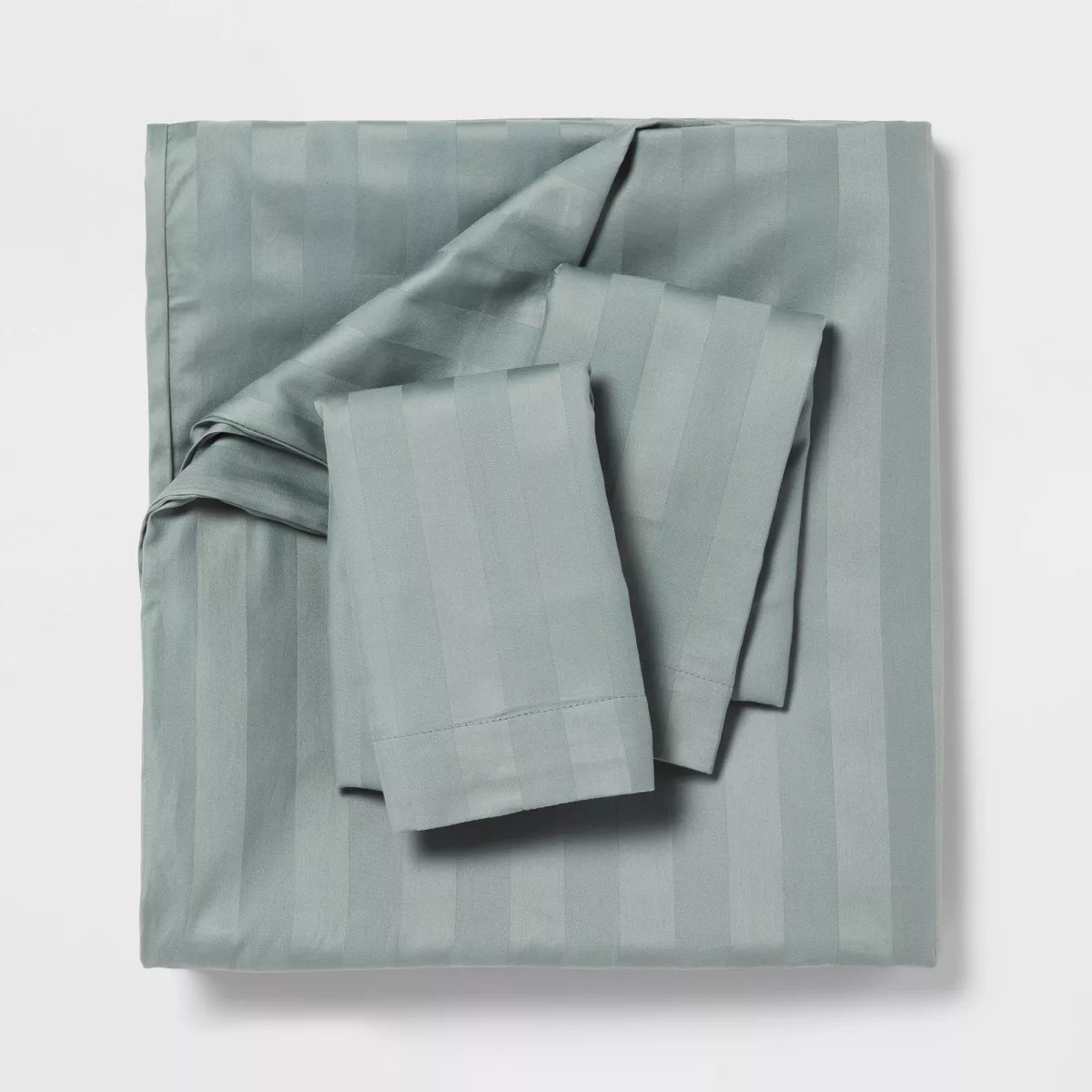 3pc Full/Queen Luxe Striped Damask Duvet Cover and Sham Set Light Teal Green - Threshold™ | Target