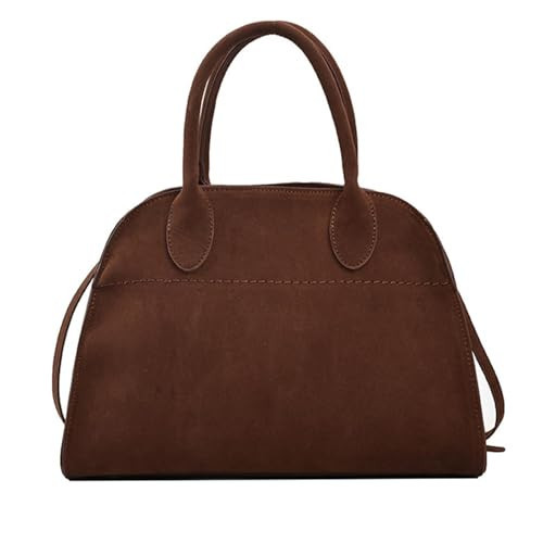 Vintage Damen Suede Tote - Faux Leder Handtasche, Retro Schultertasche Mit Top-Griff, Mode Umhängetasche (Braun Wildleder Klein) | Amazon (DE)