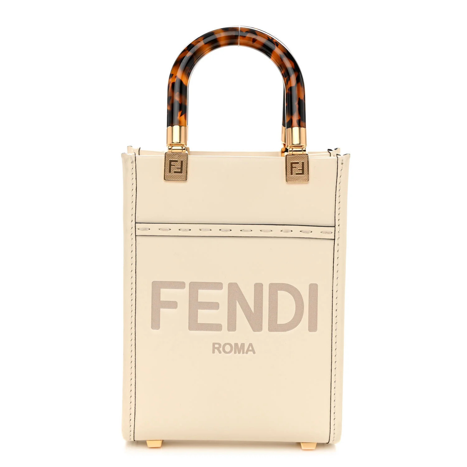 Vitello King Plexiglass Logo Embossed Mini Fendi Sunshine Shopper Tote White Ice | FASHIONPHILE (US)