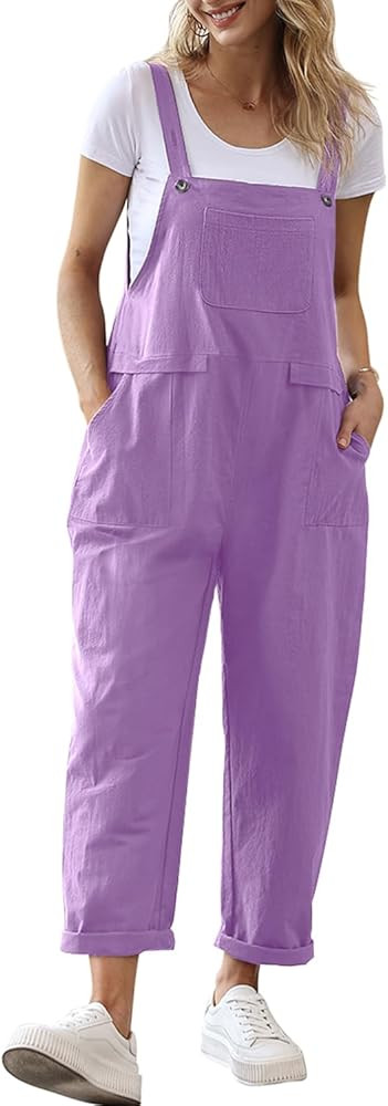 YESNO Women Long Casual Loose Bib Pants Overalls Baggy Rompers Jumpsuits with Pockets PV9 | Amazon (US)