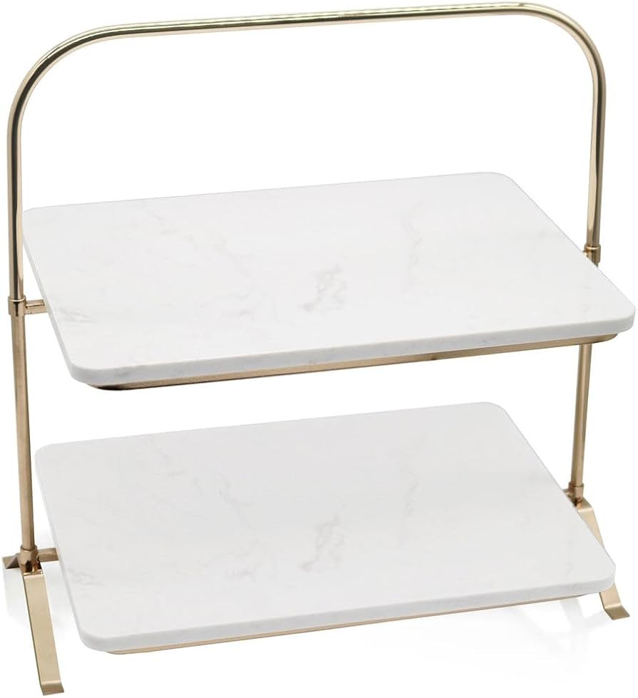 Godinger 50700 Marble 2 Tier Cake Stand White | Amazon (US)